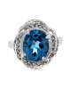 Swiss Blue Topaz and Diamond Ring